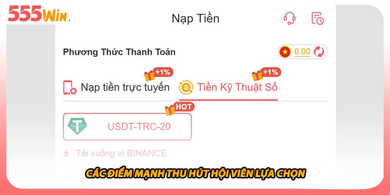 Nạp Tiền 555WIN Các Bước Nạp Tiền 1 Nút Chóng Nhất Tốc Độ 2 Các điểm mạnh thu hút hội viên lựa chọn